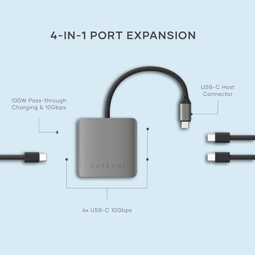 Satechi USB-C Hub: 4-in-1 100W Pass-Through & 10Gbps for MacBook, iPad, iPhone, Surface & More