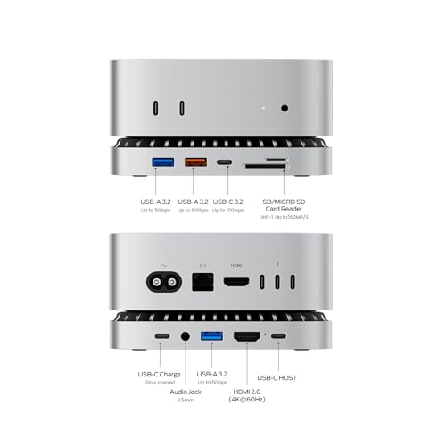 Mac mini M4 Dock with Aluminum Stand, HDMI Hub, SSD Enclosure