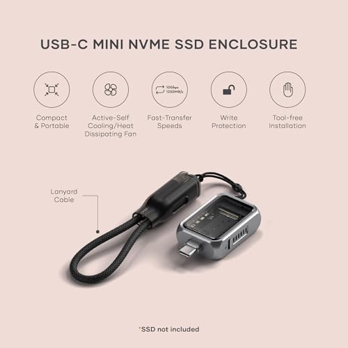 Satechi 10Gbps M.2 NVMe Mini SSD Enclosure, Active Cooling, Up to 2TB, USB-CStorage