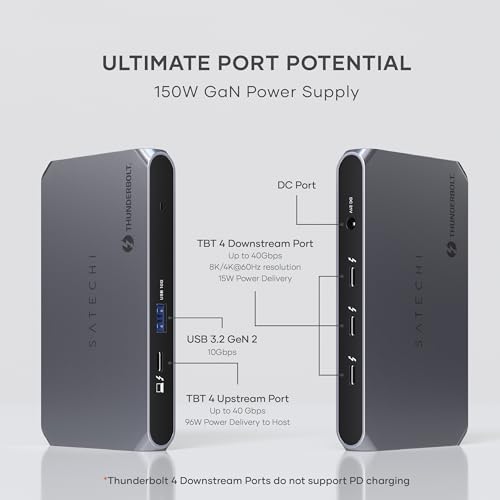 Thunderbolt 4 Hub for MacBook, Dell, HP, Surface, Lenovo - 8K/4K Display, Charging Ports