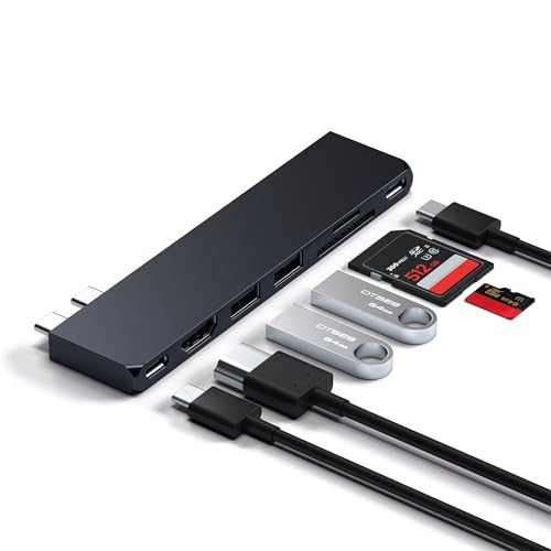 Satechi USB C Hub Pro Slim - 7-in-1 Adapter (USBC Hub) - USB 4, 4K HDMI, 100W PD - MacBook Pro/Air M2