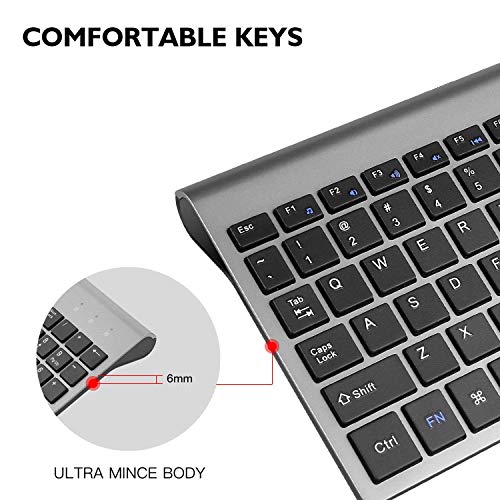 Cimetech EasyTyping KF10 Wireless Keyboard & Mouse Combo - Silent Scissor Switch, Ultra Slim Grey